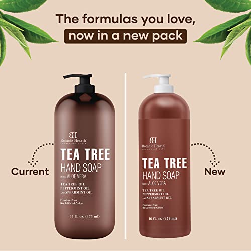Botanic Hearth Tea Tree Liquid Hand Soap - Sulfate Free Formula - Multi Purpose Hand Wash with Aloe Vera and Therapeutic Grade Tea Tree Oil, - Pump Dispenser - 16 fl oz