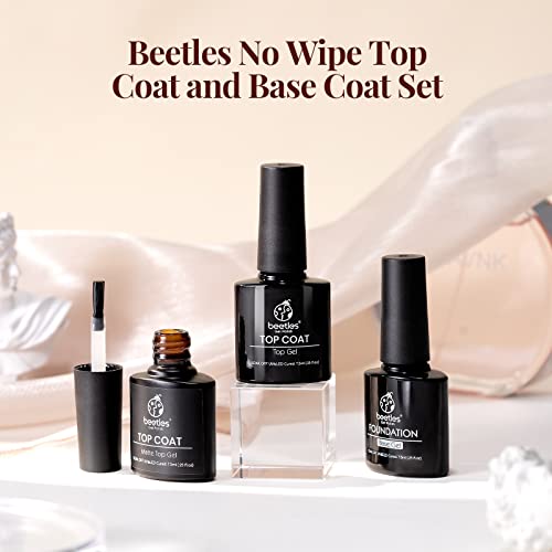 Beetles 3 blusa y juego de blusa de fondo 7,5 ML blusa sin limpiar blusa blusa de gel mate y blusa brillante gel pulido mate efecto brillante persistente absorción de luz uña las niñas deben DIY Home