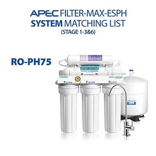 APEC Water Systems FILTER-SET-ESPH Juego de filtros de repuesto de alta capacidad para la serie Essence Sistema de filtro de agua de ósmosis inversa alcalina Etapa 1-3 y 6