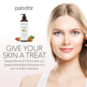 PURA D'OR Organic Sweet Almond Oil (16oz) USDA Certified 100% Pure & Natural Carrier Oil - Hexane Free - Skin & Face - Facial Polish, Full Body, Massages, DIY Base (Packaging may vary)