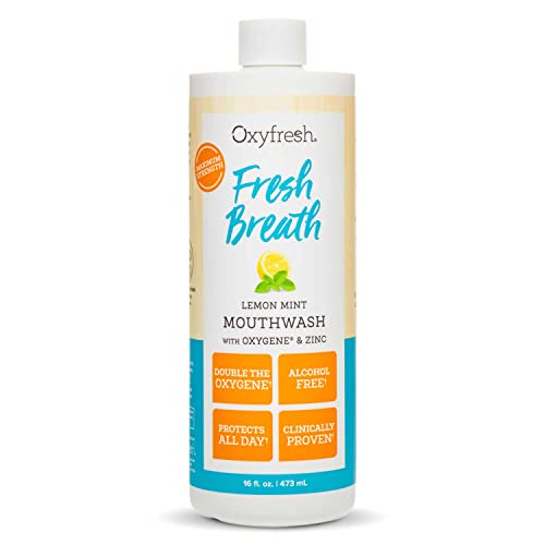 Oxyfresh Fresh Breath enjuague bucal de menta limón – galardonado con el envase bucal recomendado por el dentista, sin alcohol, sin flúor, con aloe y aceites esenciales naturales.