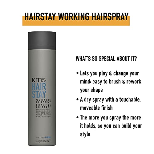 KMS Hair Stay Working Hairspray - 8.4 oz (with Sleek Steel Pin Tail Comb)