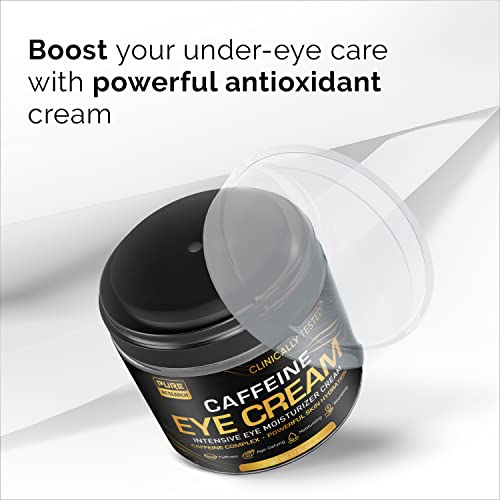 Crema de ojos con cafeína para antienvejecimiento, ojeras, bolsas, hinchazón. Gran piel debajo de los ojos + ajuste facial, tratamiento de levantamiento de ojos para hombres y mujeres, 1.7 onzas