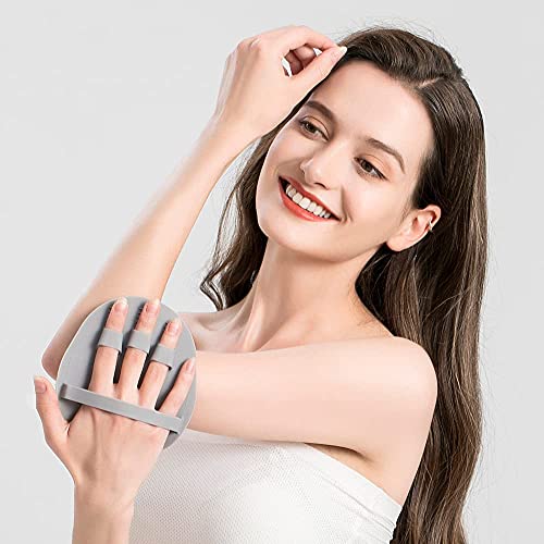 cepillo para polvo de ducha de silicona suave, cuerpo y cara y lavado de pelo corto, exfoliante exfoliante de masaje, guante de cepillado de piel seca, apto para pieles sensibles y todo tipo de piel