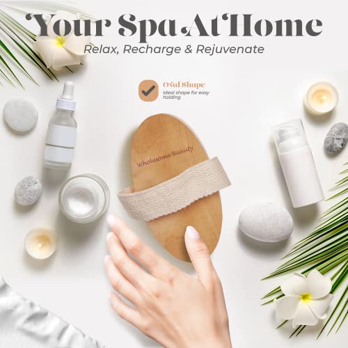 Dry Skin Body Brush - Improves Skin's Health And Beauty - Natural Bristle - Remove Dead Skin And Toxins, Cellulite Treatment , Improves Lymphatic Functions, Exfoliates, Stimulates Blood Circulation
