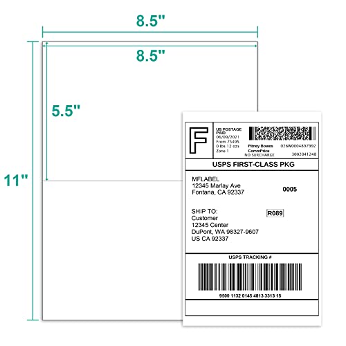 Half Sheet Laser/Ink Jet USPS UPS Fedex Shipping Labels (Compare to Avery 5126)