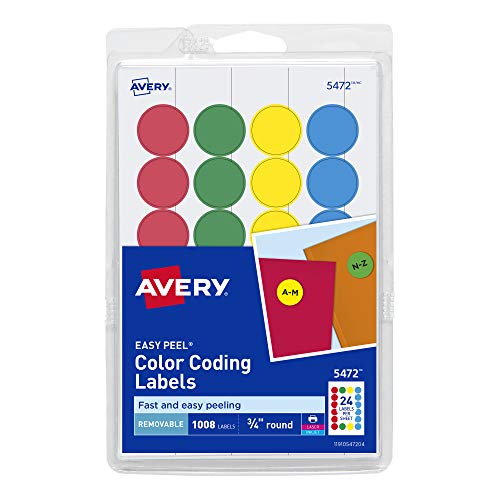 Avery Etiquetas de codificación de color extraíbles para imprimir o escribir