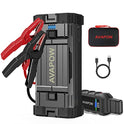 AVAPOW - Arrancador de batería de coche (para todo gas o diésel de hasta 12 l), potente arranque de batería de coche con doble carga rápida USB y salida CC, paquete de salto de 12 V con luz LED brillante integrada