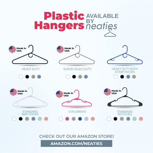 Neaties - Perchas de plástico súper resistentes (12, 18, 24, 30, 36, 72 paquetes) - Perchas de plástico antideslizantes y resistentes con gancho de accesorios para trajes, abrigos, vestidos, camisas o cinturones