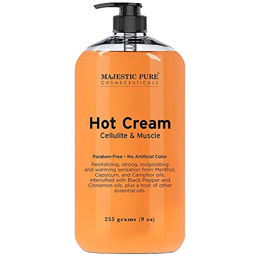 Majestic Pure Anti Cellulite Cream, 87% Organic Fat Burner Cream, 9 Oz - Tight Muscles & Joint and Muscle Pain, Natural Cellulite Treatment - Soothes, Relaxes, and Tightens Skin