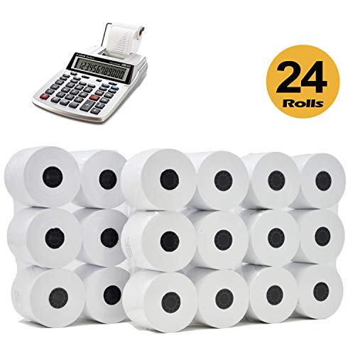 (24 rollos) Rollos de papel de cinta blanca de 2 1/4 x 150 pies, 10 teclas para añadir máquina de registro de una capa/calculadora de rollos de papel de alta calidad