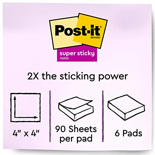 Post-it Super Sticky Pop-up Notes, 4 in x 4 in, Mulberry, Lined, 5 Pads/Pack