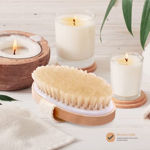 Dry Skin Body Brush - Improves Skin's Health And Beauty - Natural Bristle - Remove Dead Skin And Toxins, Cellulite Treatment , Improves Lymphatic Functions, Exfoliates, Stimulates Blood Circulation