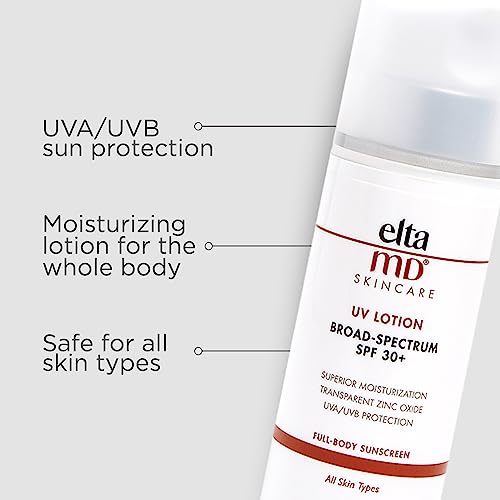 EltaMD UV Lotion Sunscreen Broad-Spectrum SPF 30+, Moisturizing, Dermatologist-Recommended Mineral-Based Zinc Oxide Formula ,7 oz