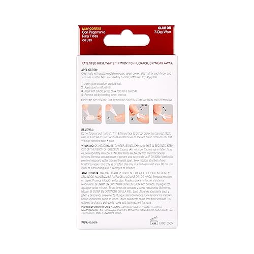 Kiss Products Everlasting Juego de uñas francesas con cadena de perlas, 0,0 kg