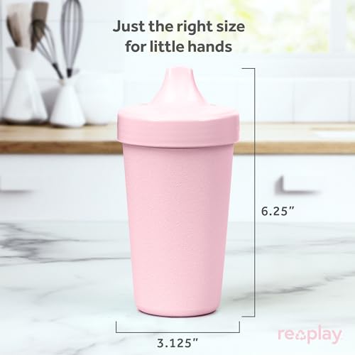 Re-Play Made in USA 10 oz tazas sin derrames para bebés, niños pequeños y niños | Hecho de jarras de leche recicladas ecológicas | Libre de BPA | Apto para lavavajillas | (3 unidades)