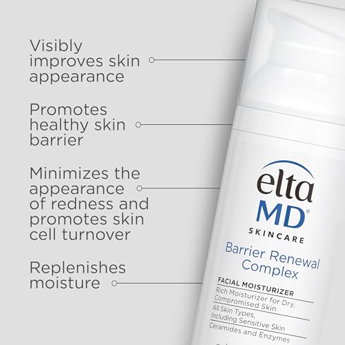EltaMD Barrier Renewal Complex Face Hidratante con ácido hialurónico para piel seca, funciona para minimizar visiblemente las líneas finas y arrugas, loción facial hidratante para la noche, 1.7 onzas