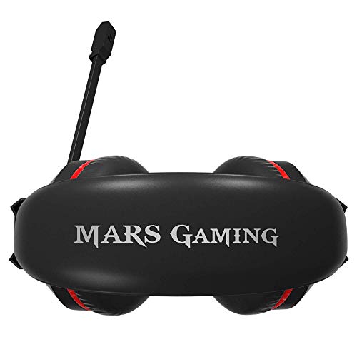 Mars Gaming MAH1V2 Biauricular Diadema Negro, Rojo auricular con micrófono - Auriculares con micrófono (Consola de videojuegos + PC/Videojuegos, 7.1 canales, Biauricular, Diadema, Negro, Rojo, Acrilonitrilo butadieno estireno (ABS))