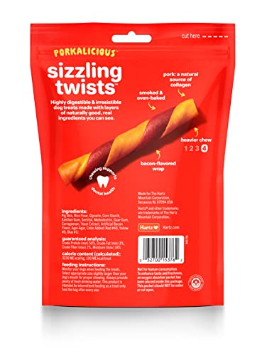 Hartz Oinkies Smoked Pig Skin Bacon Flavored Wrap Dog Treat Chews - 8 Pack