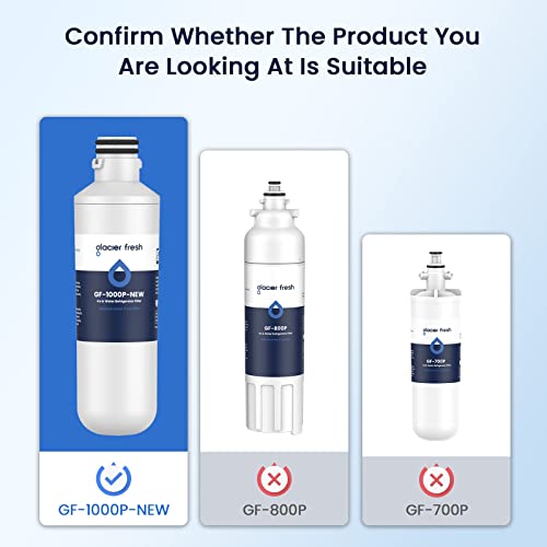 GLACIER - Filtro de agua FRESH LT1000PC de repuesto para refrigerador, compatible con LT1000PC/PCS, LT1000PC, LT-1000PC, MDJ64844601, ADQ747935 ADQ74793504 filtro de agua (paquete de 3)
