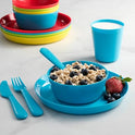 Plaskidy Juego de vajilla para niños de 4 a 24 piezas de plástico para niños, apto para microondas y lavaplatos, última intervensión de BPA, juego de cena para niños pequeños incluye platos y cuencos para niños