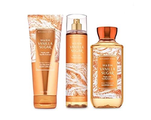 Bath & Body Works WARM VANILLA SUGAR Fragrance Favorites Gift Kit ~ Shower Gel ~ Fragrance Mist & Body Cream
