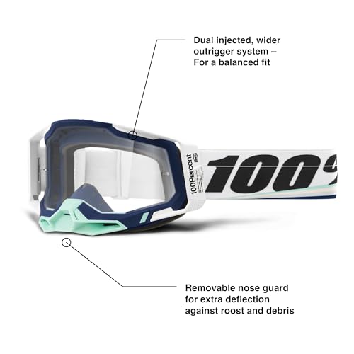 100% Racecraft 2 Premium Protective Sport Goggles with Nose Guard