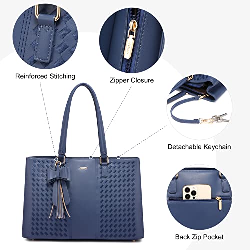 Bolsa de mano para portátil para mujer, de 15.6 pulgadas, impermeable, bolsa de computadora de piel, para negocios, oficina, trabajo, portafolios