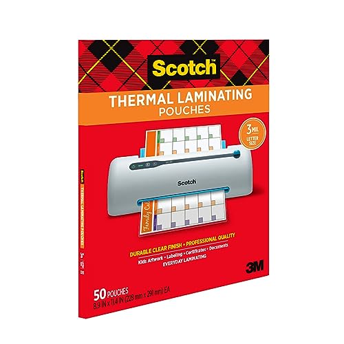 Scotch Thermal Laminating Pouches 8.9 x 11.4 Inches 3 mil, 100-Pack (TP3854-100)