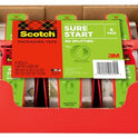 Scotch Sure Start cinta de embalaje, 6 rollos con dispensador, 4,8 x 22,2 yardas, núcleo de 2 pulgadas, ideal para embalar, enviar y mover, transparente (145-6)