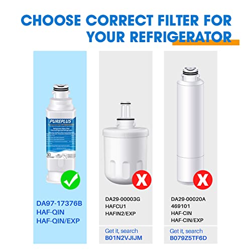 PUREPLUS DA97-17376B - Filtro de agua para refrigerador Samsung HAF-QIN, HAF-QIN/EXP, DA97-08006C, RF23M8070SG, RF23M8070SR, RF23M8090SG, RF23M8090SR, RF23M8570SR, RF23MRRF8590SG, paquete de 2