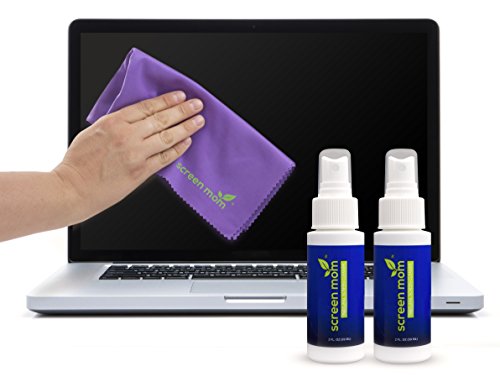 Screen Cleaner Kit - Best for Laptop, iPad, Eyeglass, LED, LCD, TV - Includes 2-2oz Spray Bottles and 3 Premium Purple Microfiber Cloths - Great for Travel, Smartphone, Touchscreen, Kindle, Sunglass