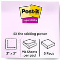 Post-it Bloc de notas adhesivas, con el doble de capacidad de adherencia, 7.62 cm x 7.62 cm, amarillo eléctrico, 45 hojas por bloc, tres blocs por paquete (3321-SSY)