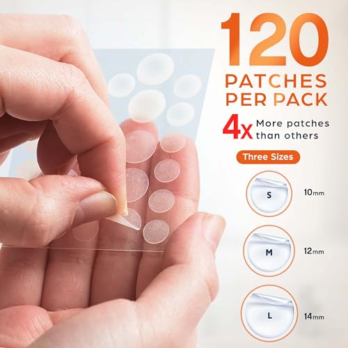 Parches para el acné (paquete de 120), parche hidrocoloide para el acné con aceite de árbol de té, parches para espinillas para la cara, parches de espinillas y calcomanías para espinillas, puntos de acné hidrocoloide para curar el acné con parches de esp