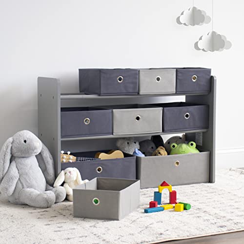 Humble Crew Organizador de juguetes para niños con 9 contenedores de tela de almacenamiento, color gris