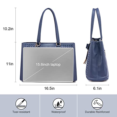 Bolsa de mano para portátil para mujer, de 15.6 pulgadas, impermeable, bolsa de computadora de piel, para negocios, oficina, trabajo, portafolios