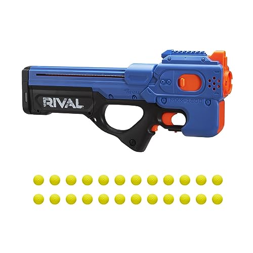 Nerf Rival Charger MXX-1200 - Pistola motorizada - Capacidad de 12 Vueltas, Velocidad de 100 FPS - Incluye 24 Rondas Oficiales Rival, Color Azul