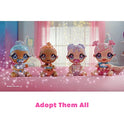 MGA Entertainment Glitter Babyz Muñeca Dreamia Stardust con 3 Cambios de Color mágicos, Pelo Rosa y Vestido arcoíris, Incluye pañal, biberón y Chupete Reutilizables, Edad: 3+ años