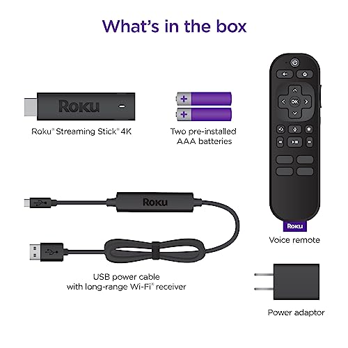 Roku Streaming Stick 4K 2021 | Streaming Device 4K/HDR/Dolby Vision with Roku Voice Remote and TV Controls