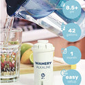 Wamery Filtro de agua de repuesto, paquete de 3 Compatible con jarra. Sistema de cartucho ionizador y purificador. Certificado NSF ANSI. Reduce el cloruro, metales duros del llave de la cocina.