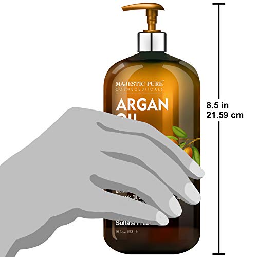 Argan Oil Shampoo and Conditioner, from Majestic Pure, Improve formula Sulfate Free, Vitamin Enriched, Volumizing & Gentle Hair Restoration Formula for Daily Use, for Men and Women, 16 fl oz Each