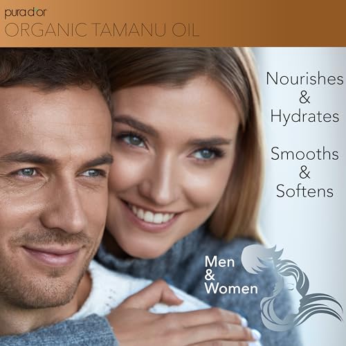 PURA D’OR Organic Tamanu Oil (4oz) USDA Certified - 100% Pure & Natural Moisturizer - Perfect Base Carrier Oil for DIY Skin Care - Helps Reduce Scars from Psoriasis, Eczema & Acne (Packaging may vary)