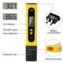 Medidor digital de pH – 0,01 PH de alta precisión de calidad del agua PH 0,0-14,0 PH Monitor ATC Pocket Pen Analyzer Pool Water Aquarium Pocket Pocket Portable (amarillo)