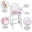 Badger Basket White Doll High Chair with Plate, Bib, and Spoon (Fits American Girl Dolls)