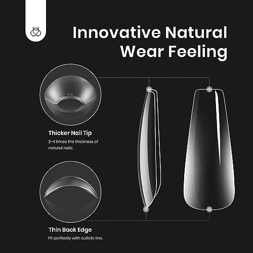 beetles Gel Polish - Kit de uñas de gel para uñas y pegamento Beetles, gel de uñas y gel base 2 en 1 con 500 piezas de puntas de ataúd y lámpara LED, kit de uñas acrílicas para manualidades, kit fácil de extensiones de uñas