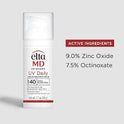EltaMD Protector solar UV Daily Face hidratante con ácido hialurónico, amplio espectro SPF 40, loción de óxido de zinc transparente, a base de minerales UVA, protección solar UVB, 1.7 onzas