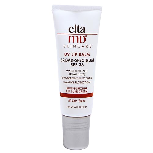 EltaMD bálsamo labial UV con protección solar de amplio espectro SPF 31, resistente al agua, fórmula de óxido de zinc a base de minerales recomendada por dermatólogos, 0.28 onzas