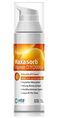 Vita Sciences Vitamin D3 Skin Cream - 2000IU Maxasorb D3 Lotion - 1.7 Fl Oz by Vita Sciences