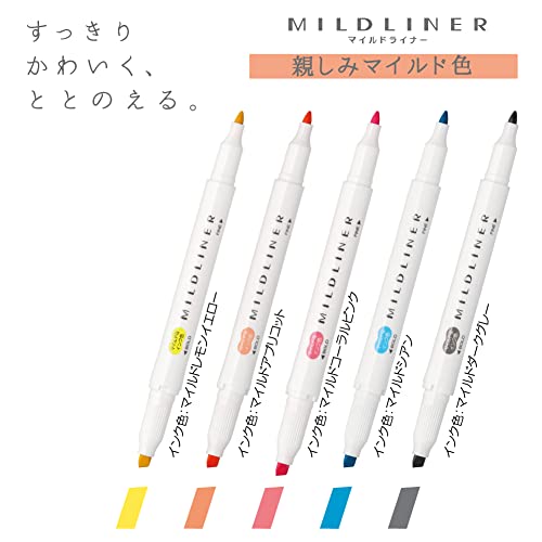 Zebra Highlighter Mildliner, juego de 5 colores amistosos