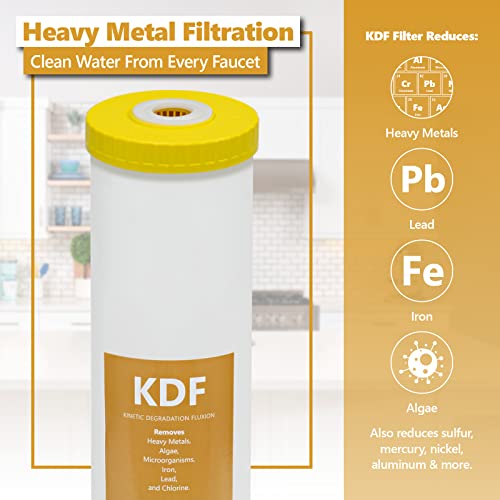 Express Water FLTWH2045K - Filtro de agua de degradación cinética - KDF de carbono catalítico de gran capacidad, filtración de metal pesado para toda la casa, 11,4 x 50,8 cm, color blanco
